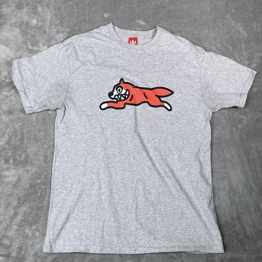 Ice Cream BBC T-Shirt Size L Heather Gray Big Logo 100% Cotton Running Dog